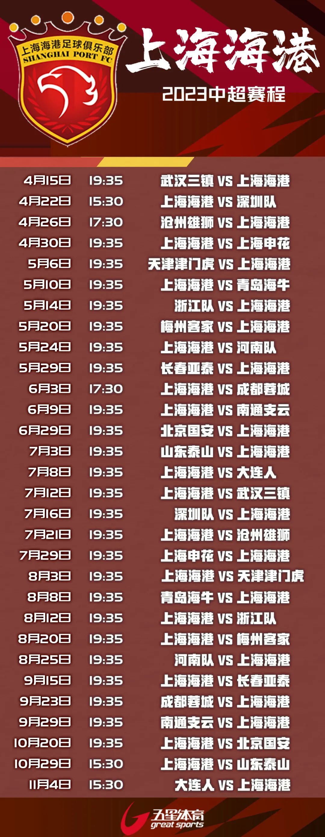 上海申花比赛日程安排表：将对阵中超倒数第一球队深圳-JS体育
