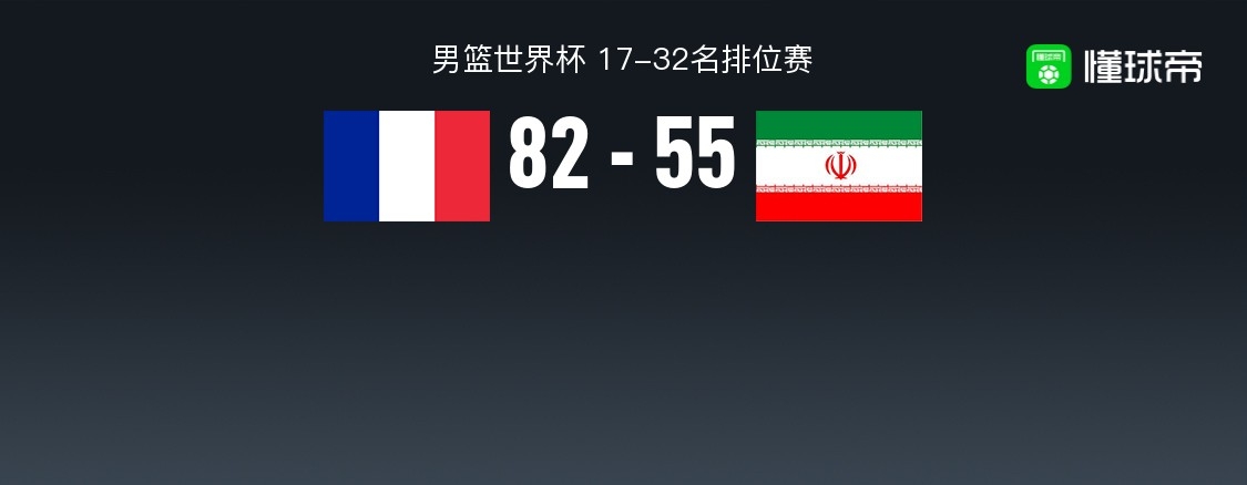 男篮世界杯：法国男篮82-55伊朗男篮，埃利-奥科博13分2板