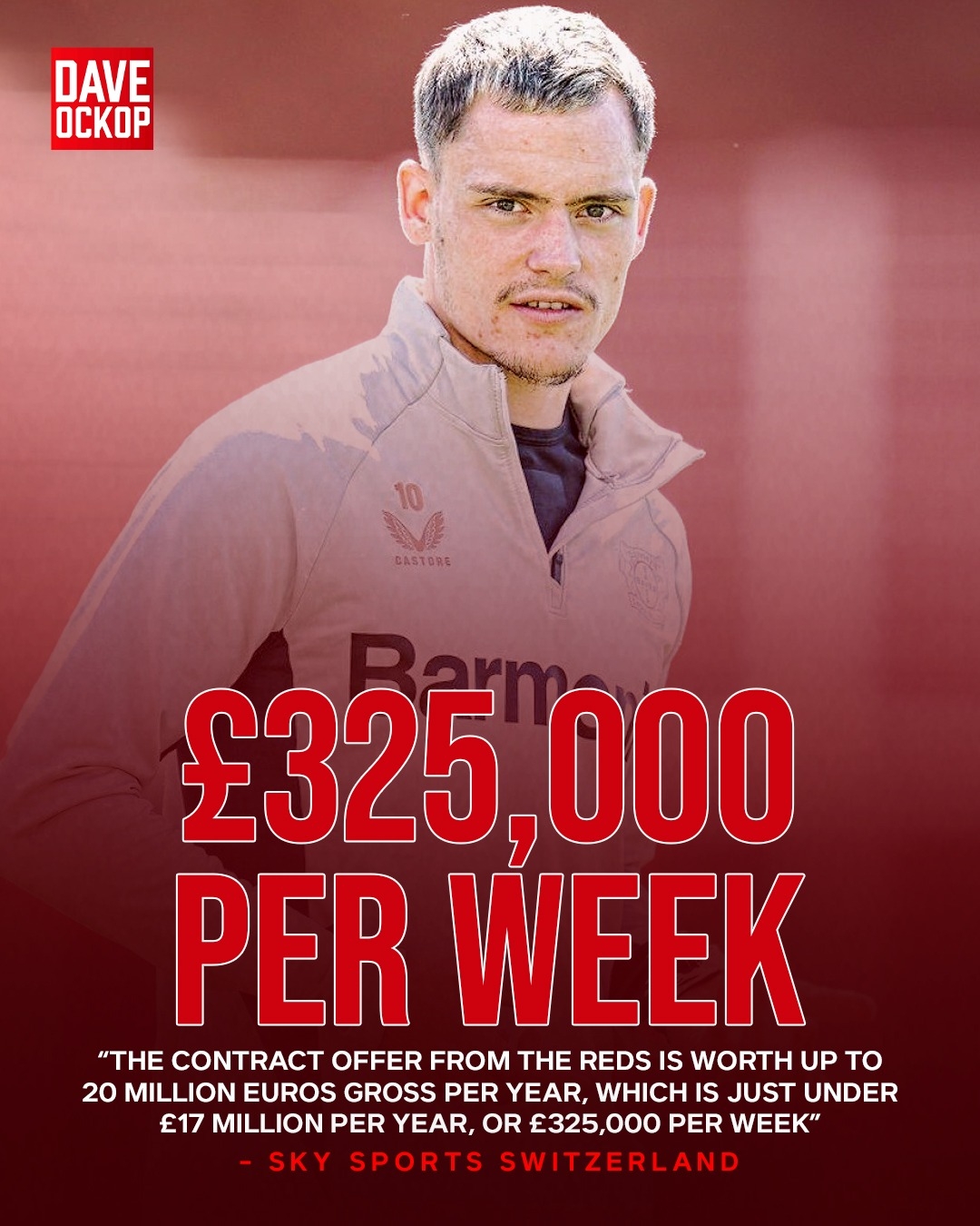 利物浦第三高薪维尔茨周薪或达32.5万镑，仅次萨拉赫、范迪克