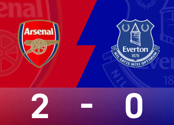 英超战报：孔萨、加布里埃尔分别破门，阿森纳2-0埃弗顿