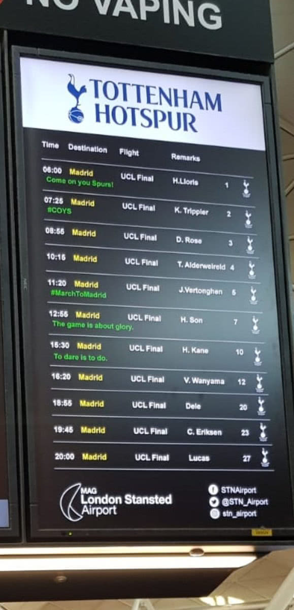 孙兴慜上榜!飞往马德里的航班信息均标上球员